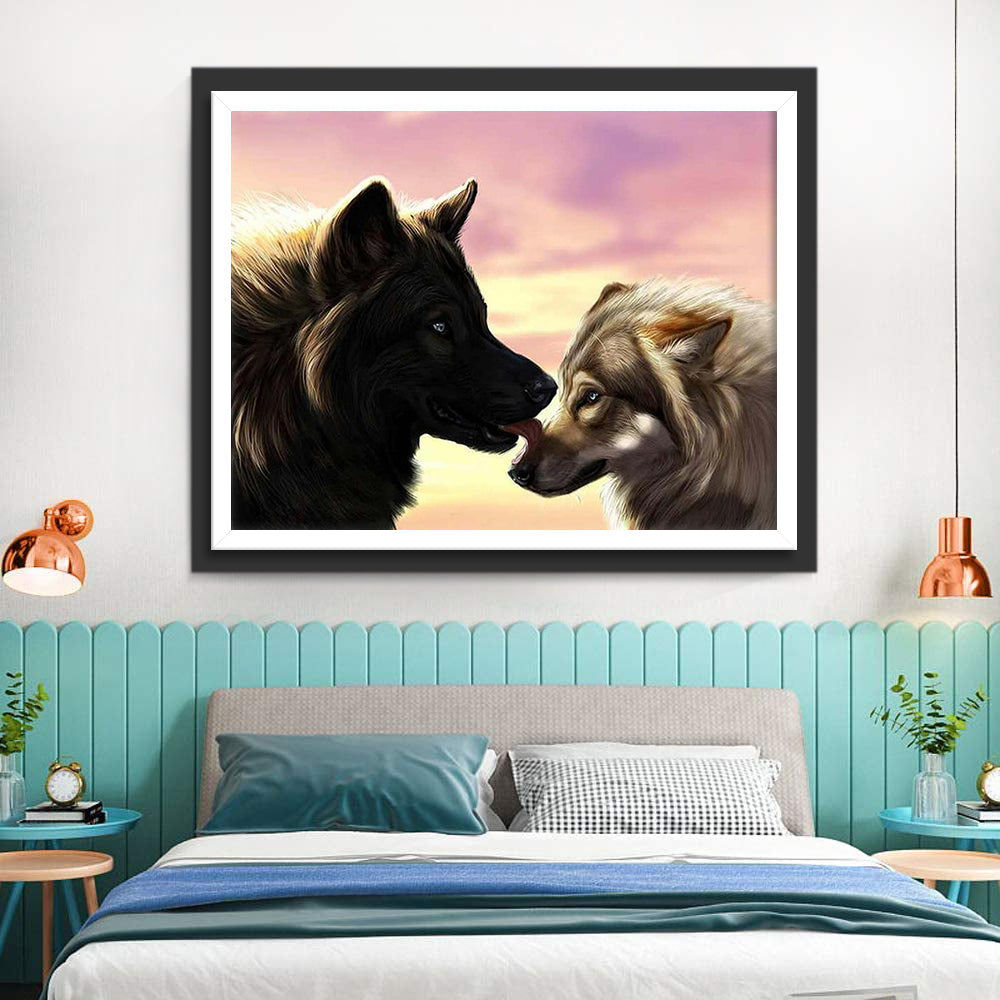 Intieme Twee Wolven Diamond Painting