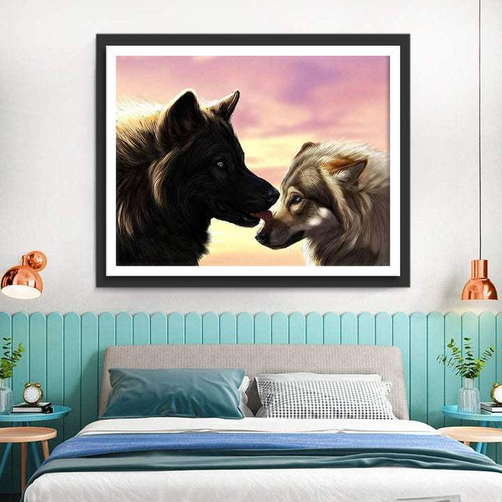 Intieme Twee Wolven Diamond Painting