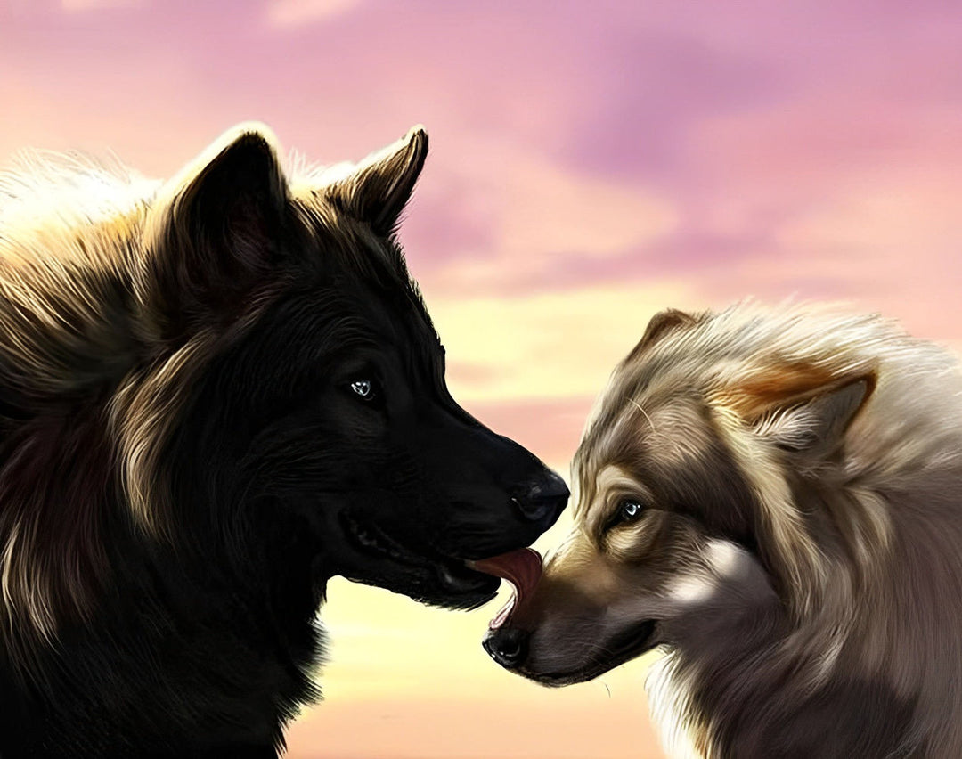 Intieme Twee Wolven Diamond Painting