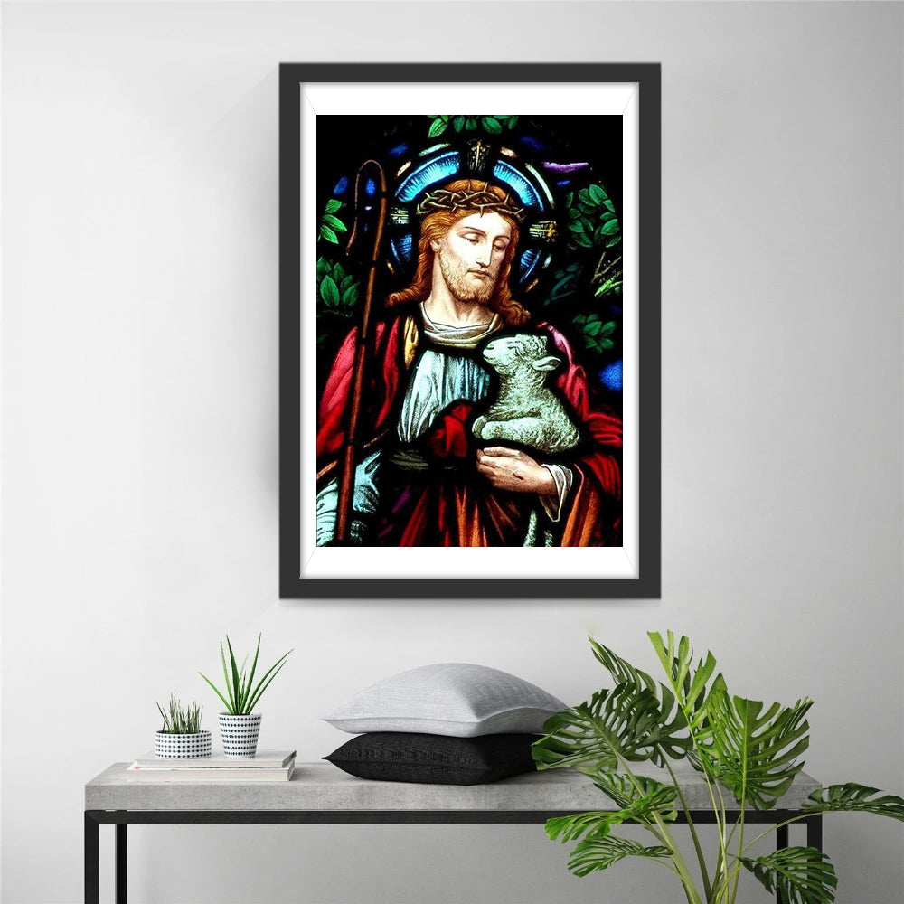 Jezus, de Goede Herder met het Lam Diamond Painting
