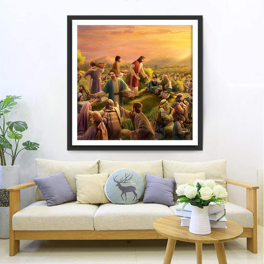 Jezus onder de Mensen in het Veld Diamond Painting