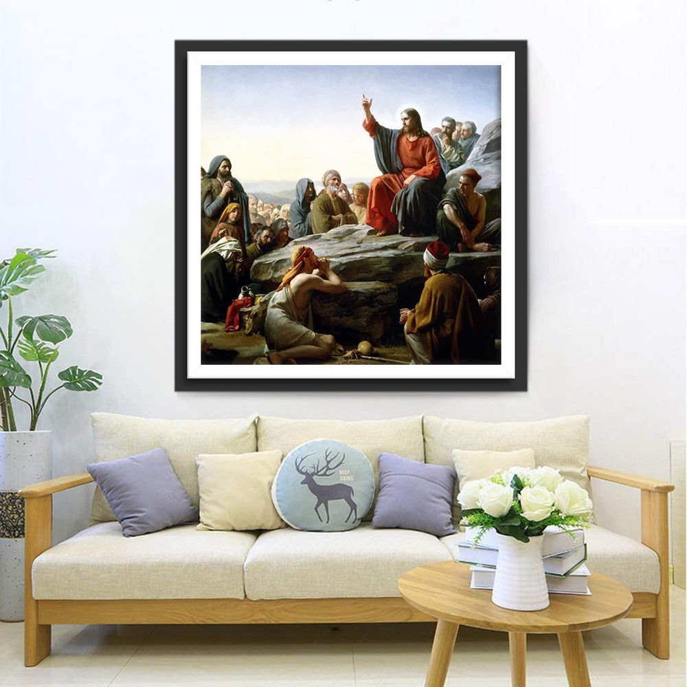 Jezus onder Mensen op Rots Diamond Painting