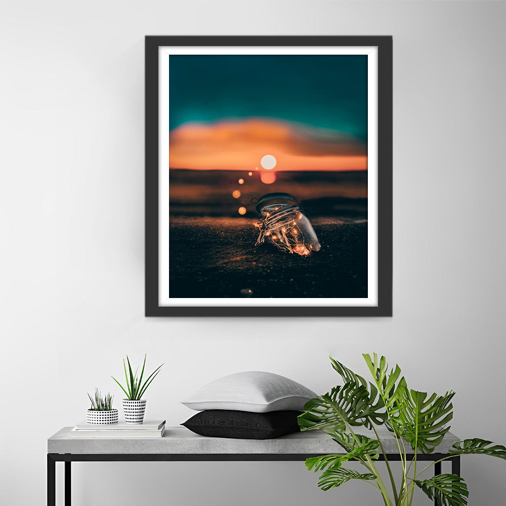 Kalm Nadenkend Glazen Voorwerp tegen Zonlicht Diamond Painting