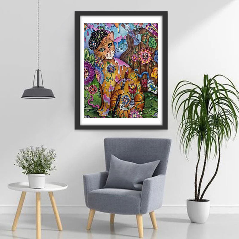 Kat Bedekt met Graffiti Diamond Painting