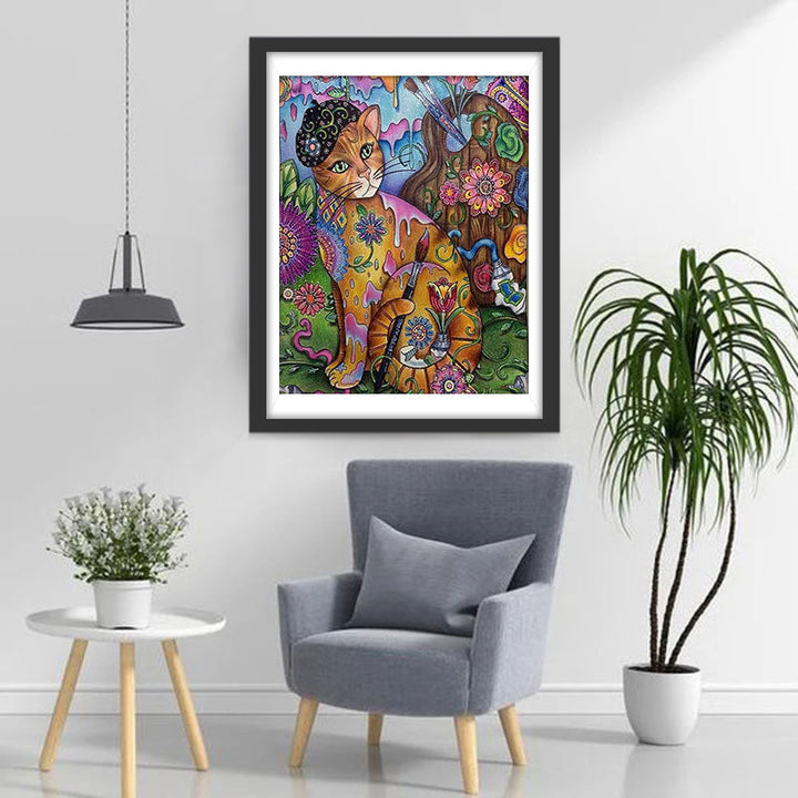 Kat Bedekt met Graffiti Diamond Painting