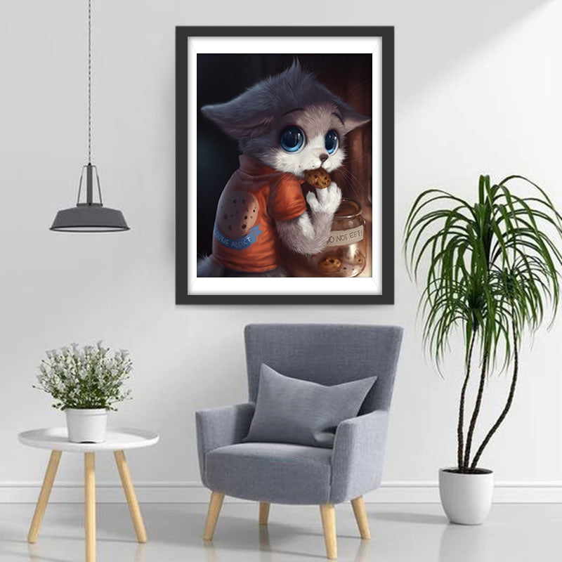 Kat eet Koekjes Diamond Painting