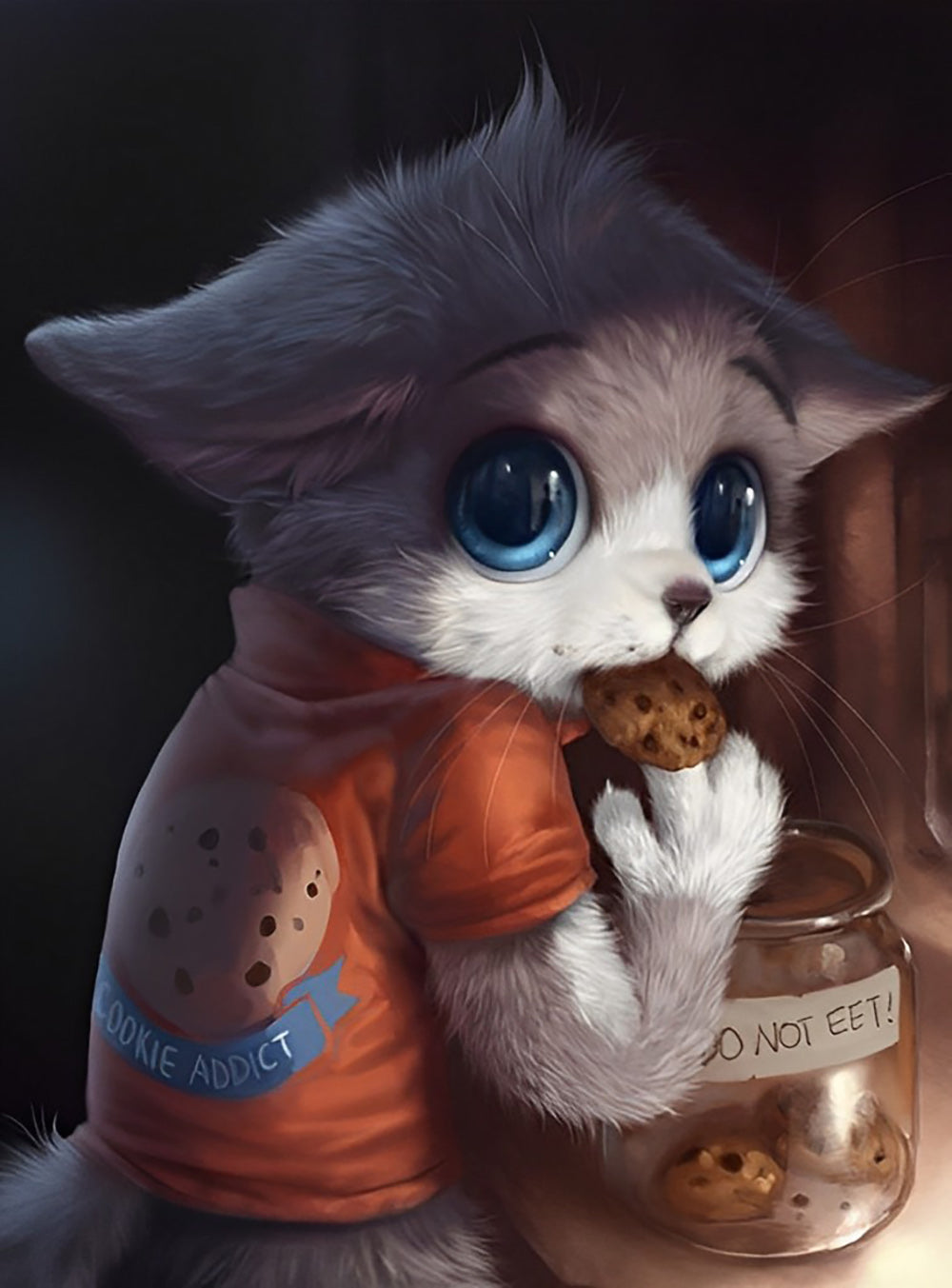 Kat eet Koekjes Diamond Painting