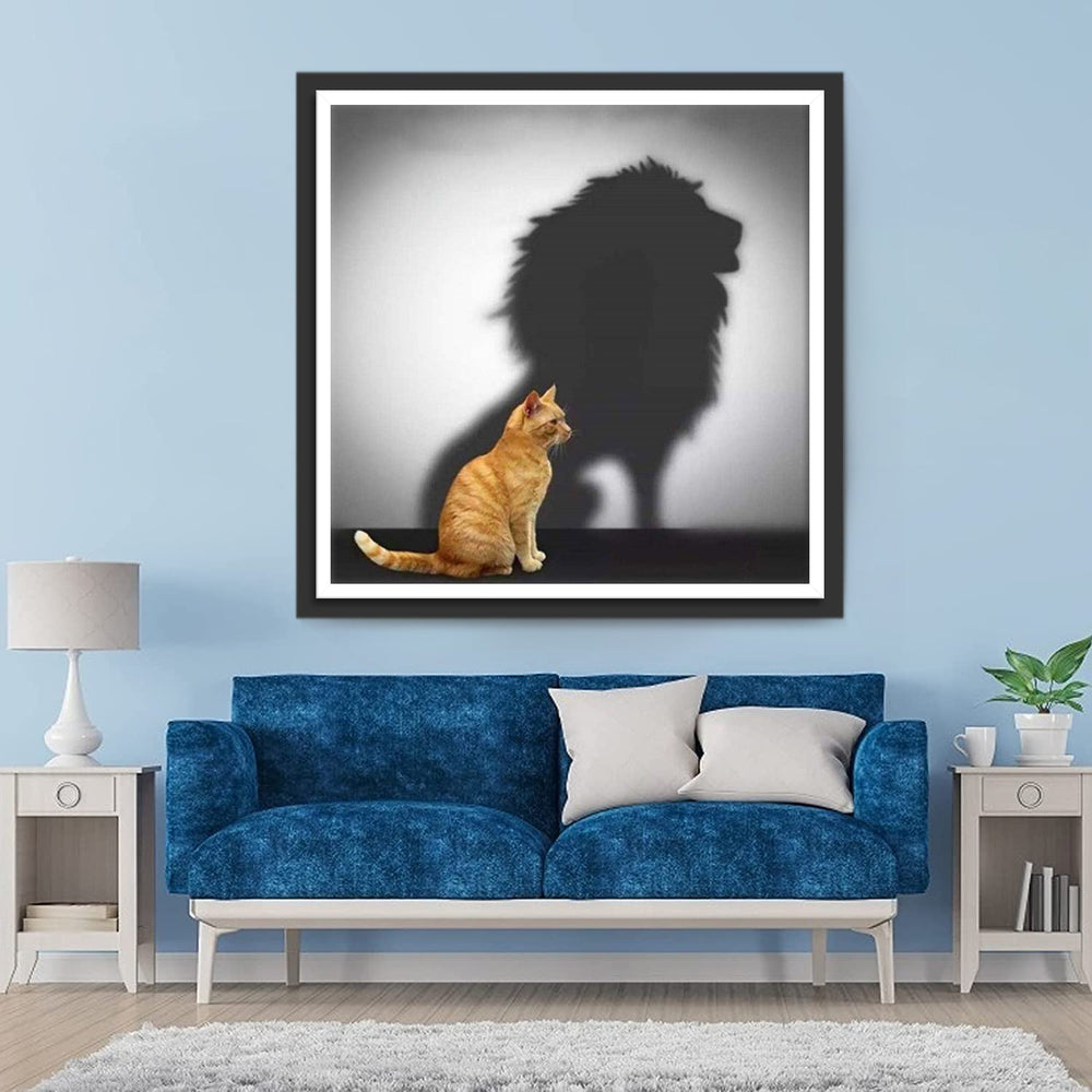 Kat en Leeuw Schaduw Diamond Painting