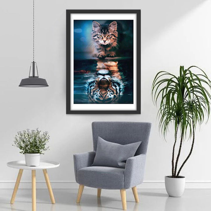 Kat en Tijger in Spiegeling Diamond Painting