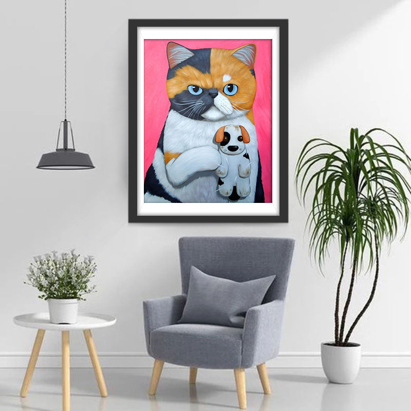 Kat Houdt Pophond Vast Diamond Painting