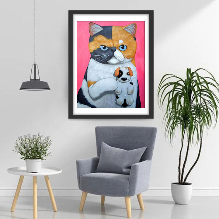 Kat Houdt Pophond Vast Diamond Painting