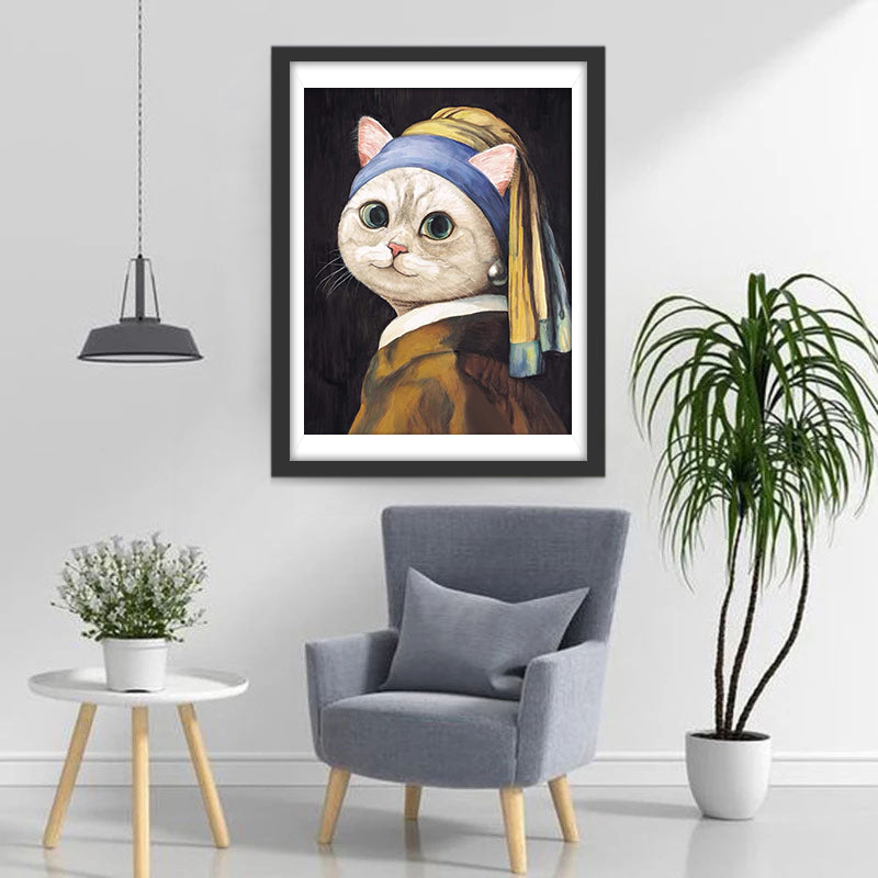 Kat in de Rol van 'Het Meisje met de Parel Diamond Painting