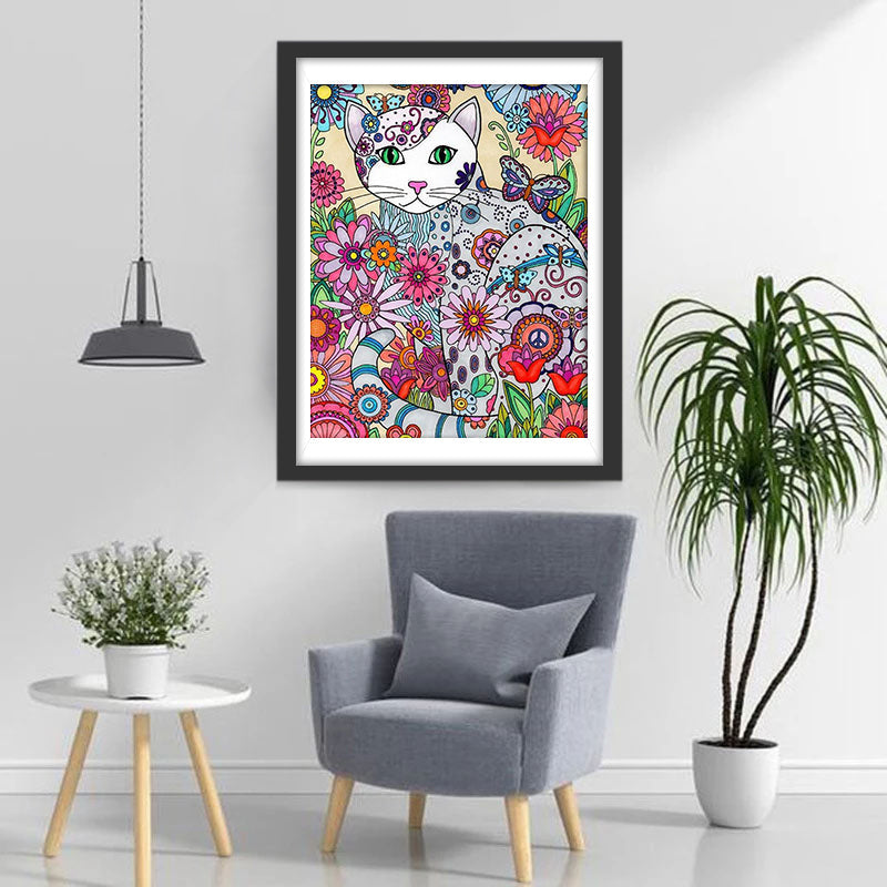 Kat in Dicht Struikgewas Diamond Painting