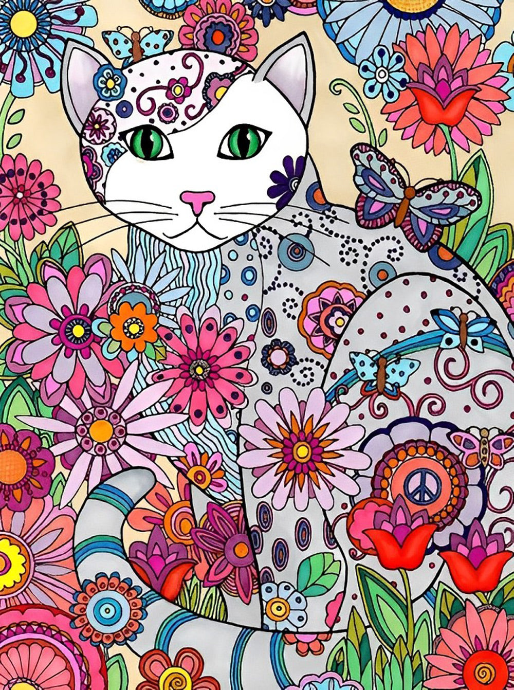 Kat in Dicht Struikgewas Diamond Painting