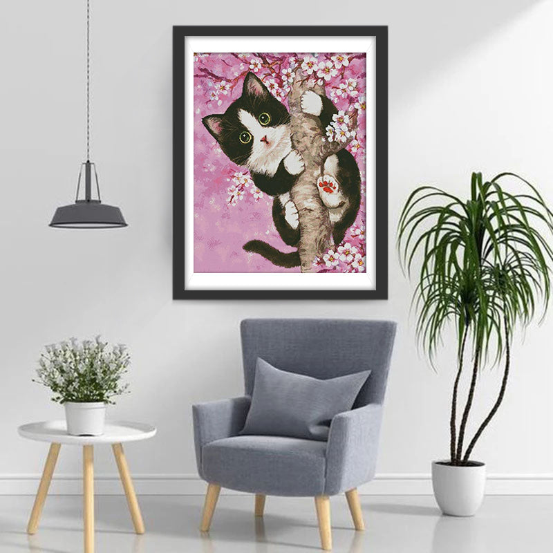 Kat Klimt in een Boom vol Bloemen Diamond Painting