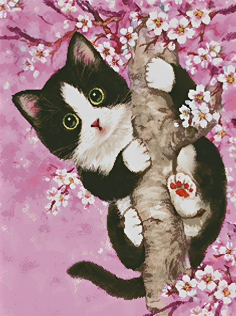 Kat Klimt in een Boom vol Bloemen Diamond Painting