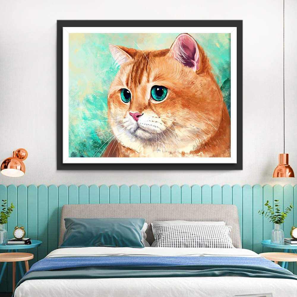 Kat met Blauwe Ogen Diamond Painting