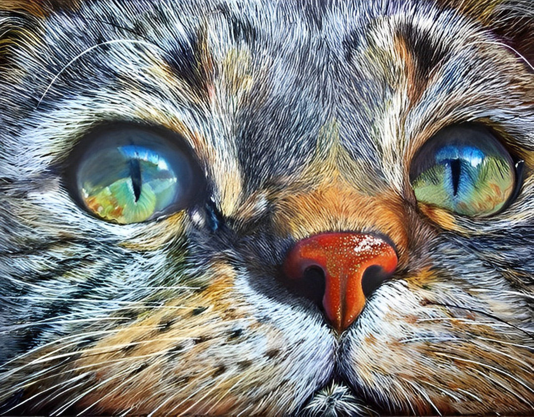 Kat met Blauwgroene Ogen Diamond Painting