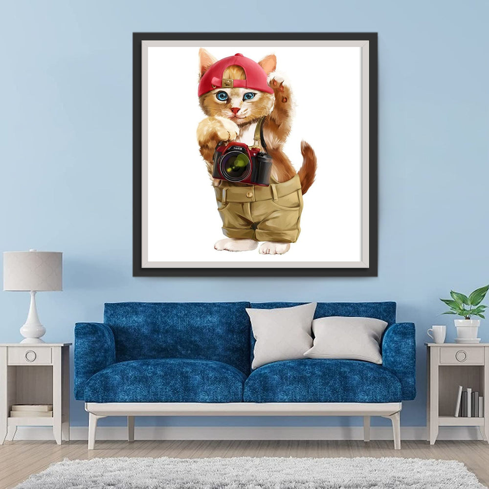 Kat met Camera Diamond Painting