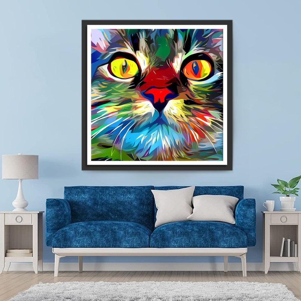 Kat met Geverfd Haar Diamond Painting