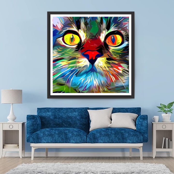 Kat met Geverfd Haar Diamond Painting