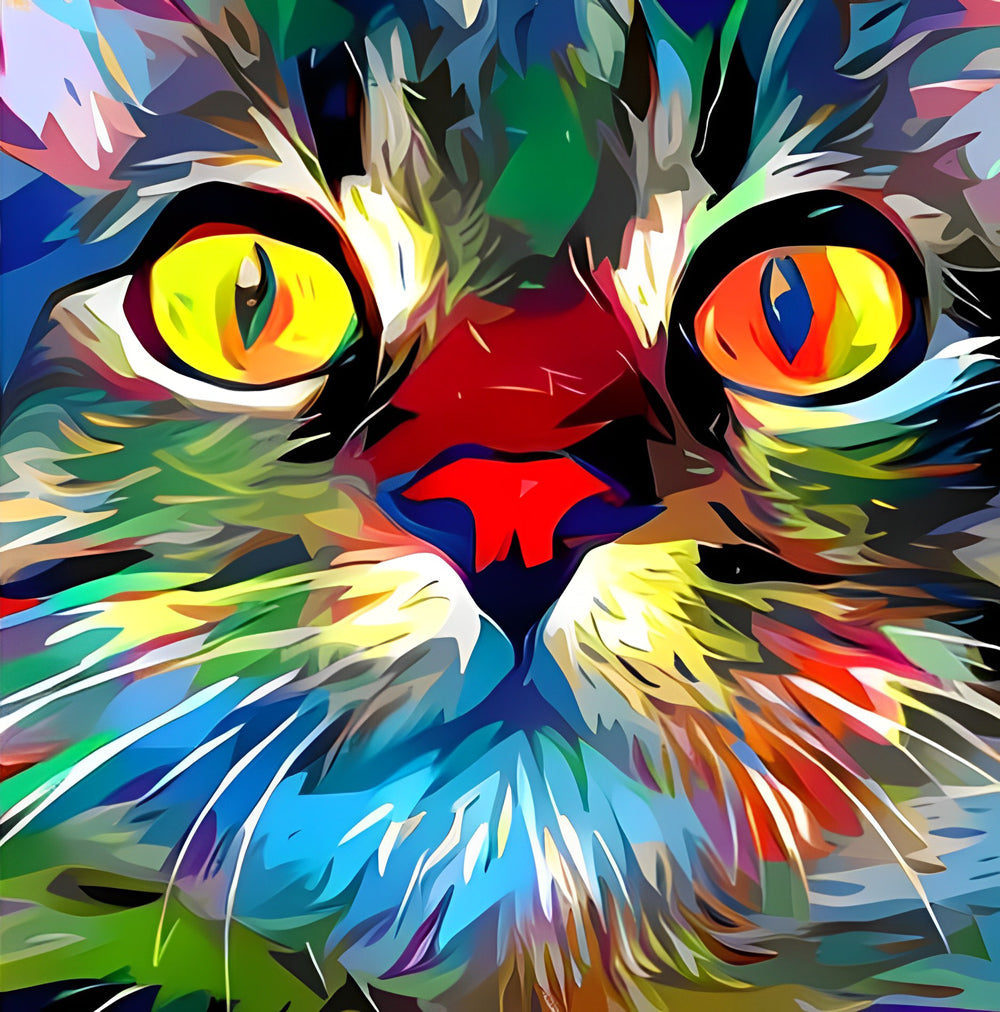 Kat met Geverfd Haar Diamond Painting