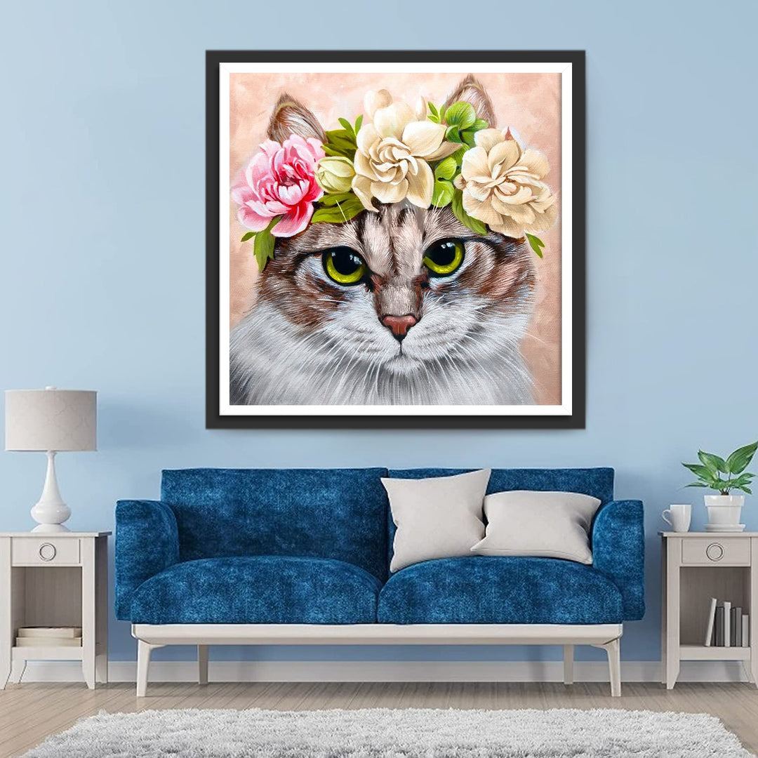 Kat met Krans Diamond Painting