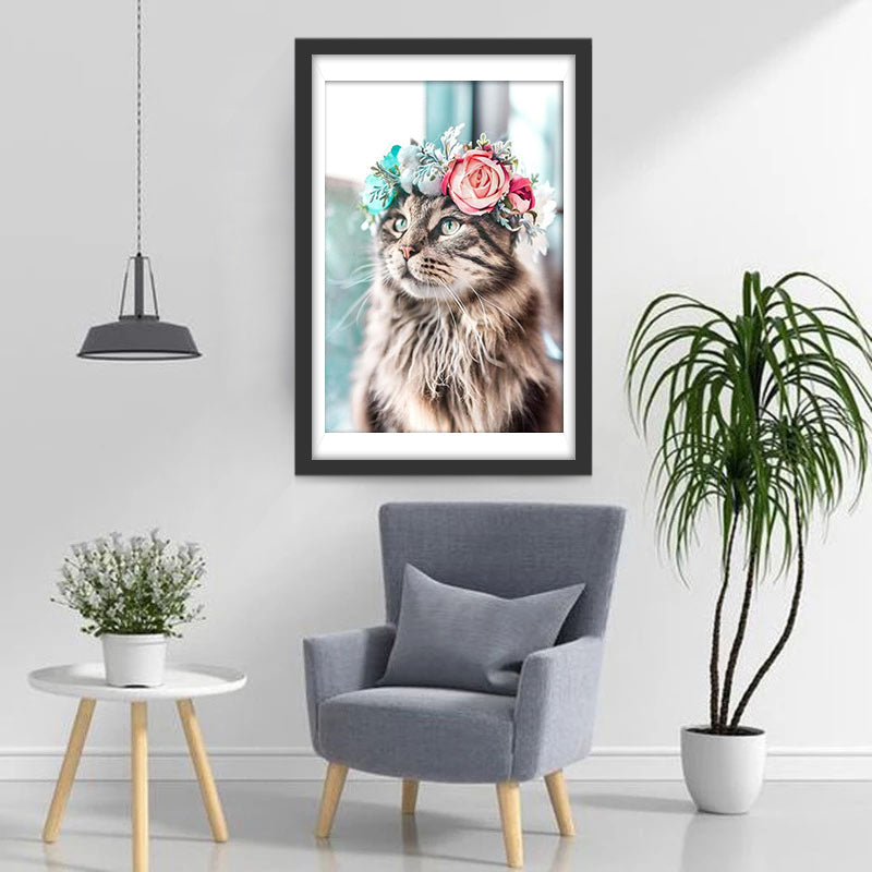 Kat met Krans op zijn Kop Diamond Painting