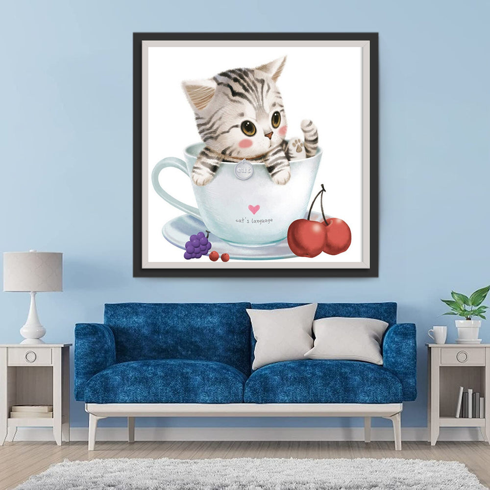 Katje in een Koffiekopje Diamond Painting