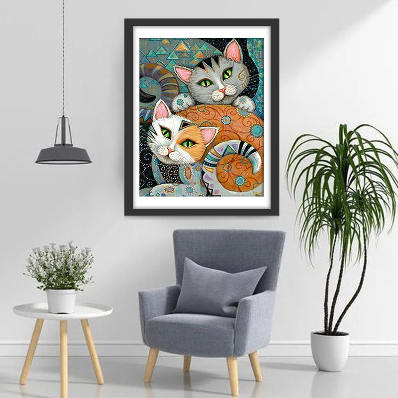 Katten en Geometrische Patronen Diamond Painting