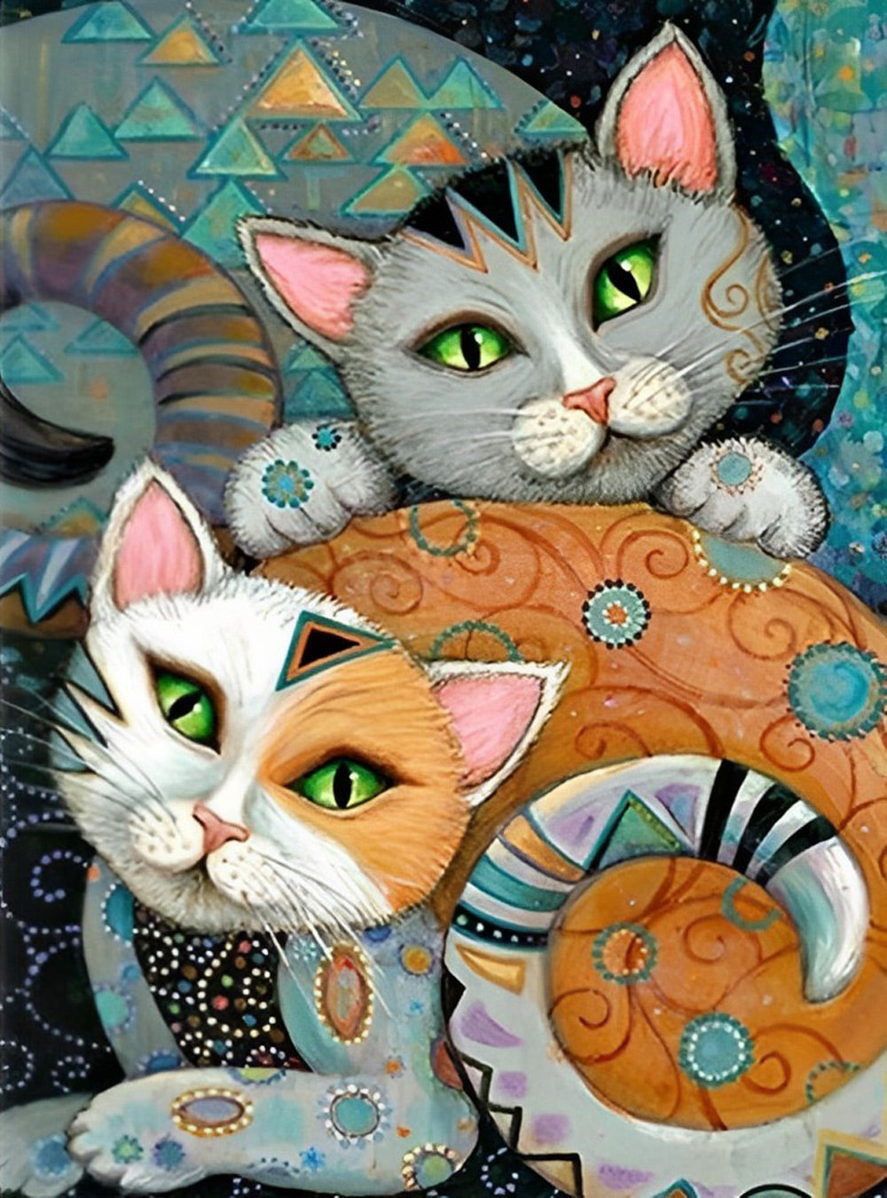 Katten en Geometrische Patronen Diamond Painting