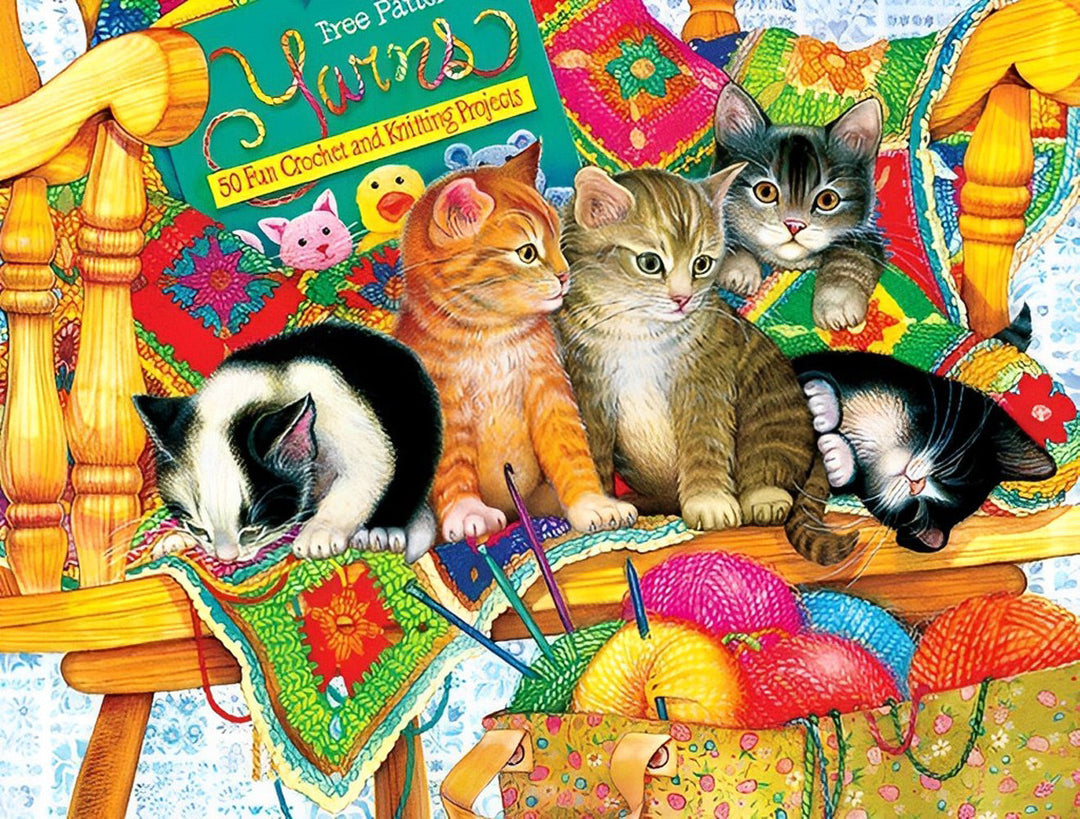 Katten op een Wollen Deken Diamond Painting