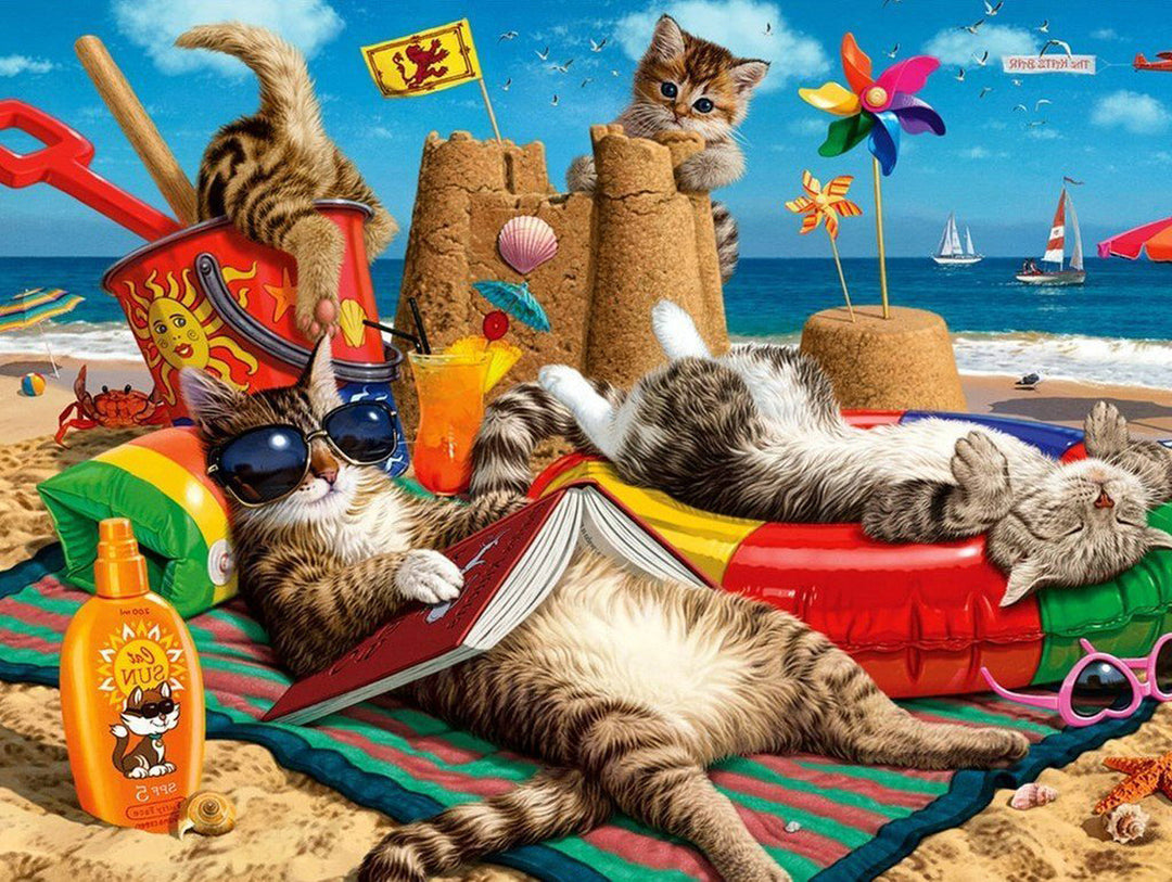 Katten op het Strand Diamond Painting