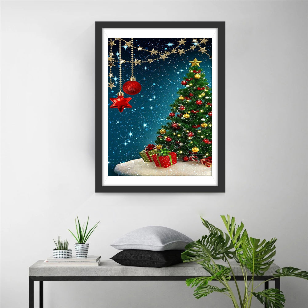 kerstboom met Decoraties Diamond Painting