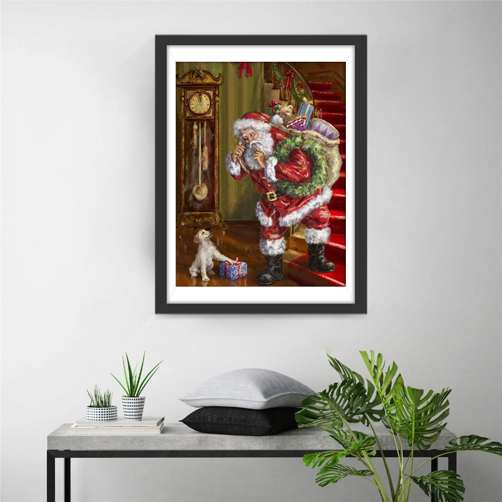 Kerstman met Cadeaus op Trap Diamond Painting