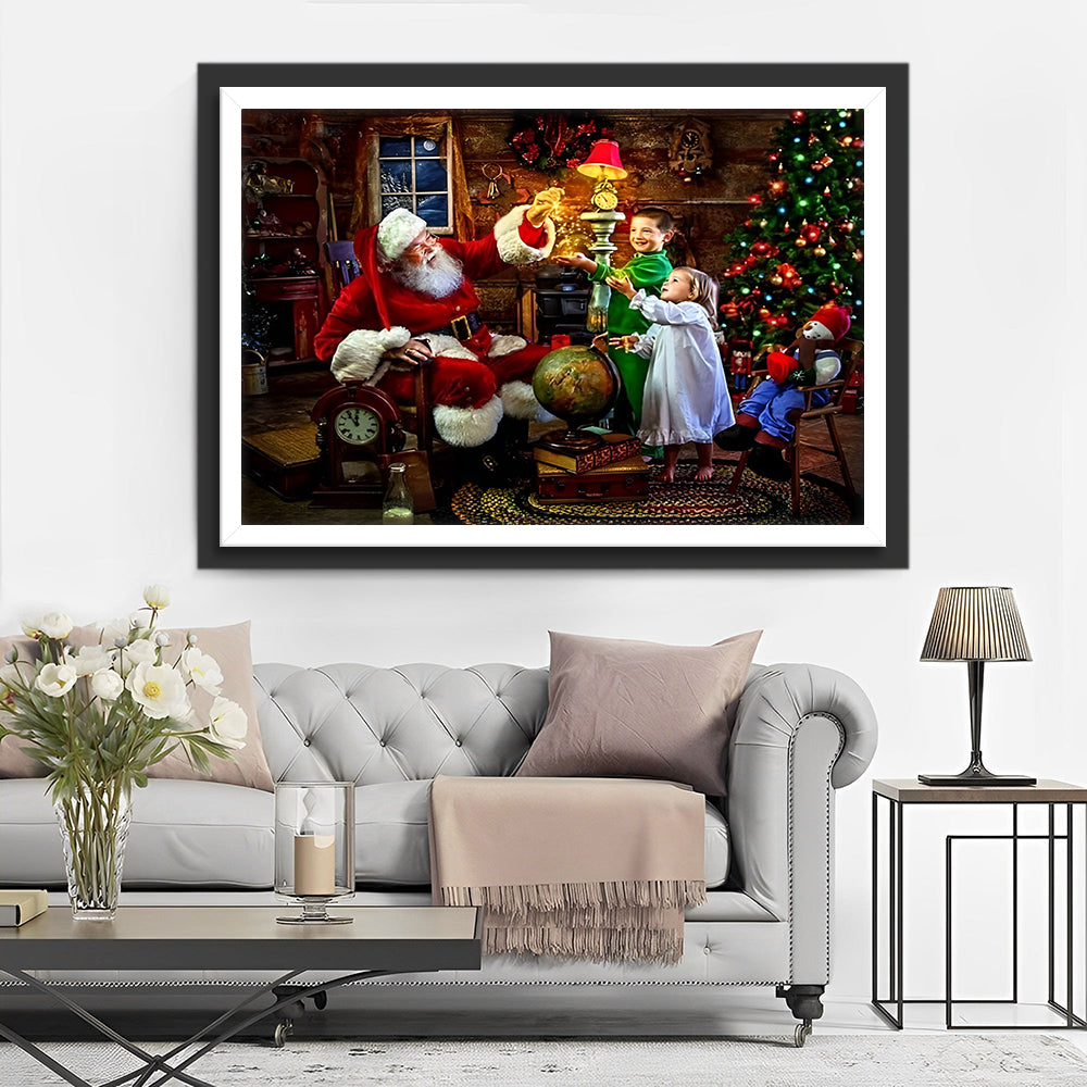 Kerstman-Moment met Kinderen Diamond Painting