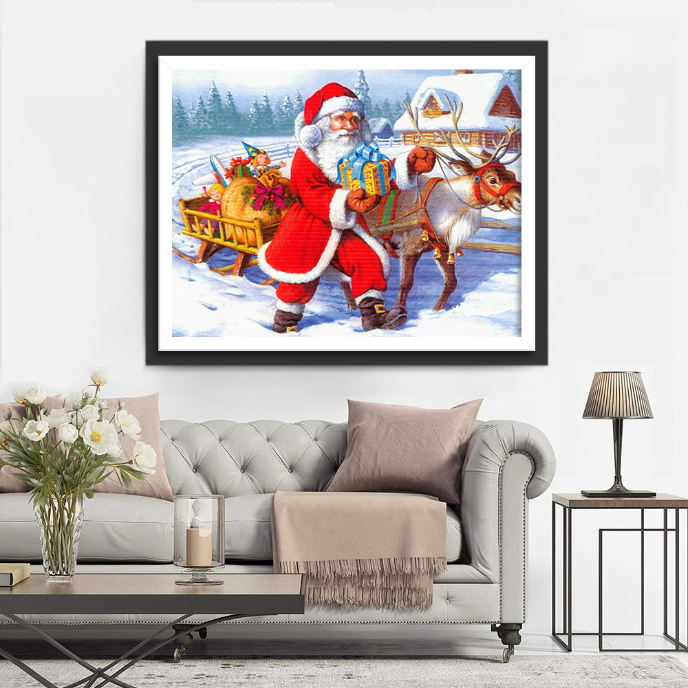Kerstman op Slee Diamond Painting