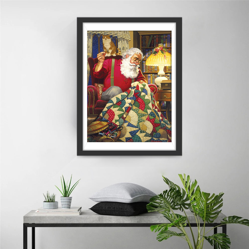 Kerstquilt met Sinterklaas en het Katje Diamond Painting