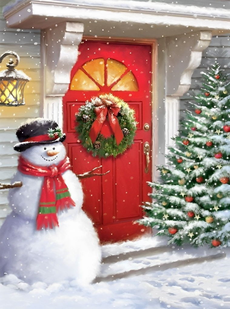 Kerstsfeer aan de Deur Diamond Painting