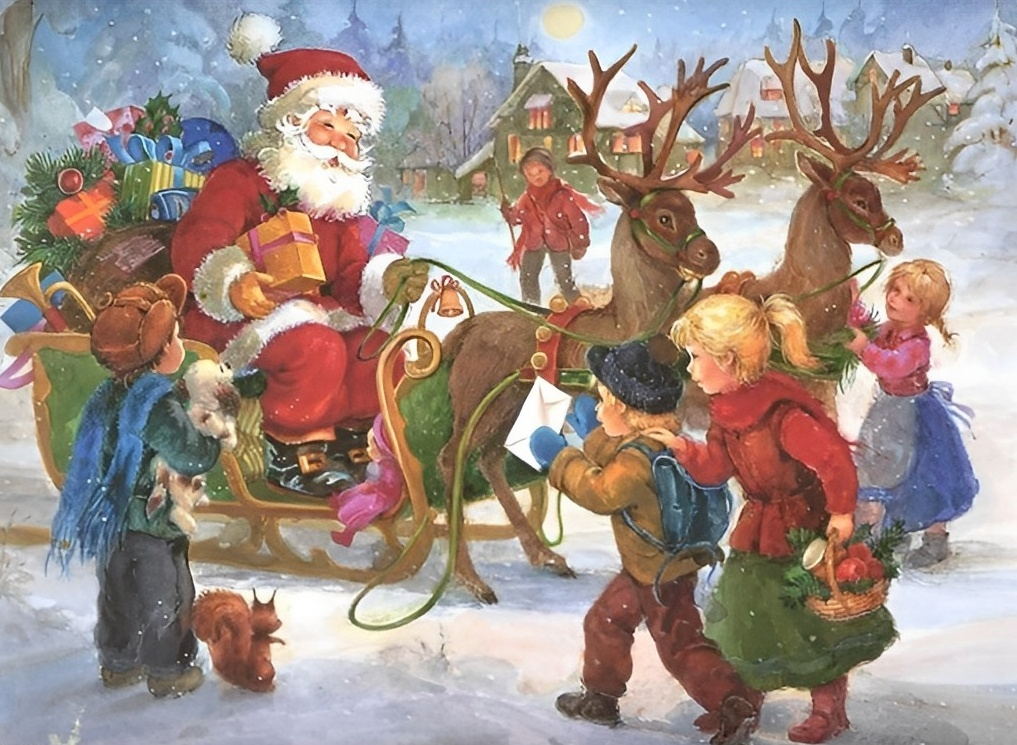 Kinderen Rondom de Kerstman Diamond Painting