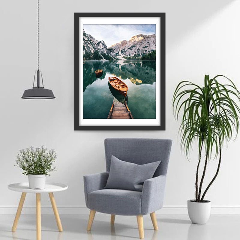 Kleine Boten op het Vredige Meer Diamond Painting