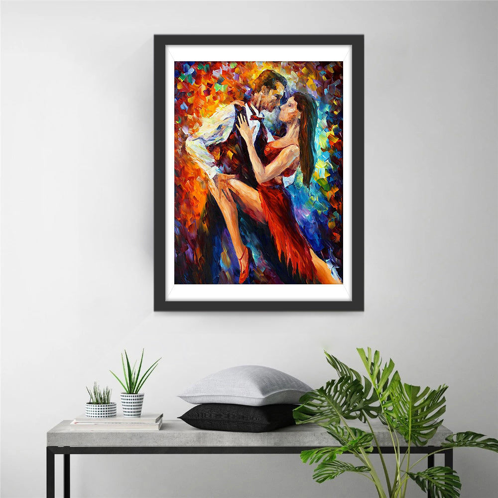 Kleurrijk Beeld van een Paar in de Tango, vol Dynamiek en Passie Diamond Painting