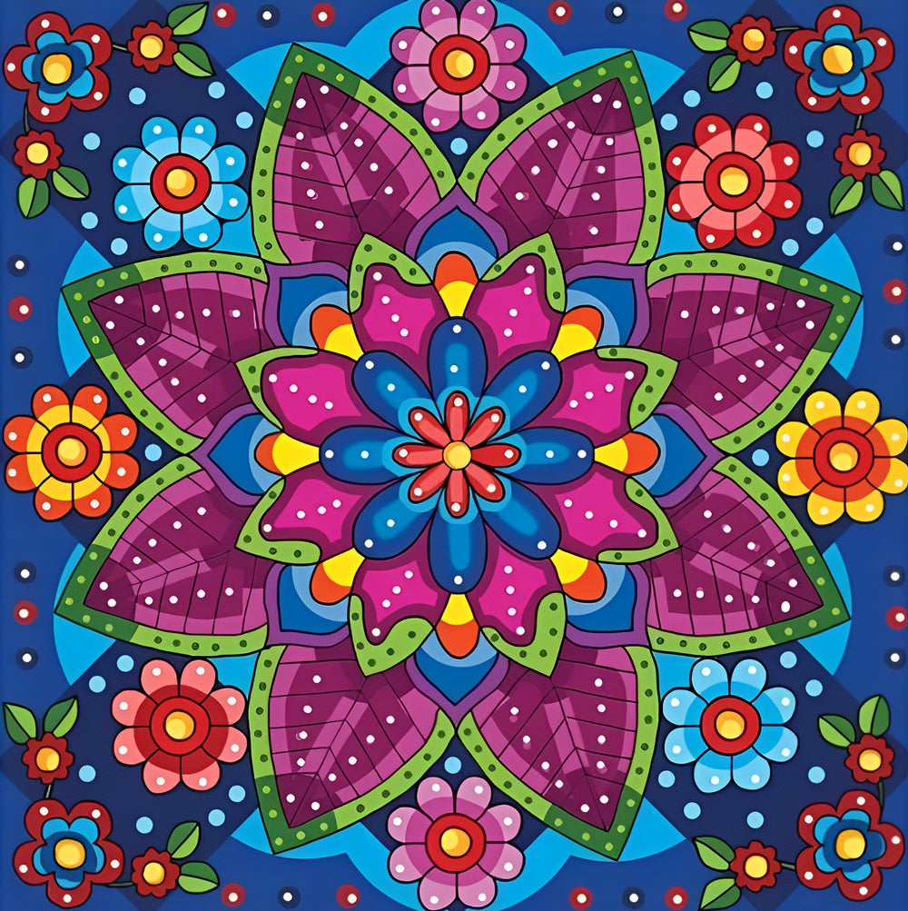 Kleurrijk Bloemenfeest in Symmetrie Diamond Painting