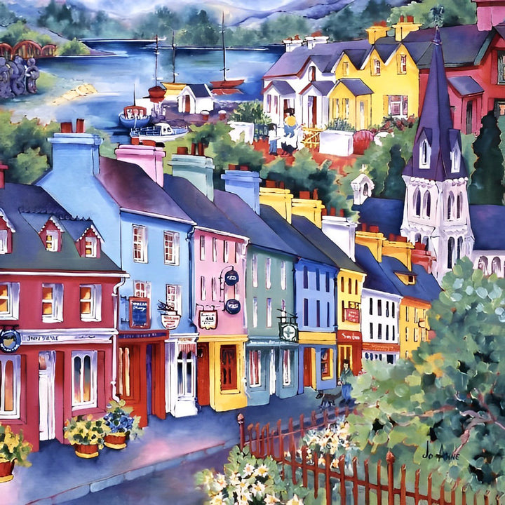 Kleurrijk Dorpsgezicht aan de Waterkant Diamond Painting