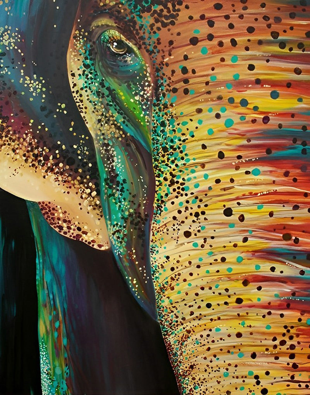 Kleurrijk Gevlekte Olifantenbuste Diamond Painting