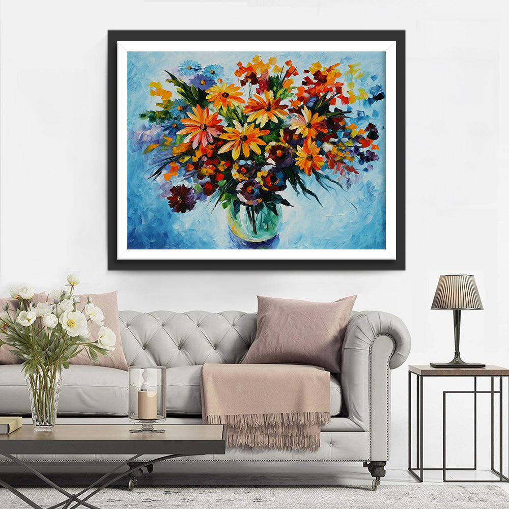 Kleurrijke Boeket in Glasvaas Diamond Painting