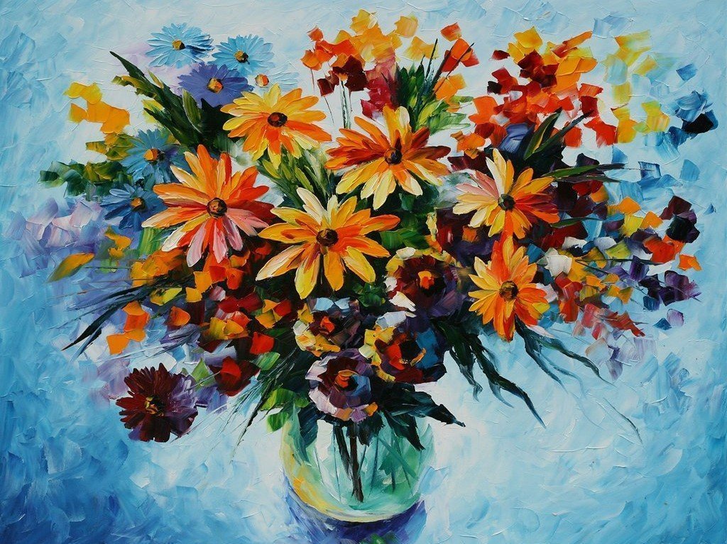 Kleurrijke Boeket in Glasvaas Diamond Painting