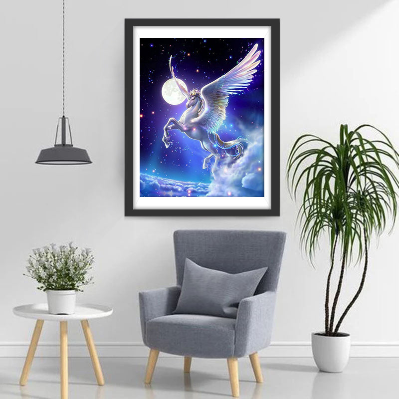 kleurrijke Eenhoorn onder de Sterrenhemel Diamond Painting