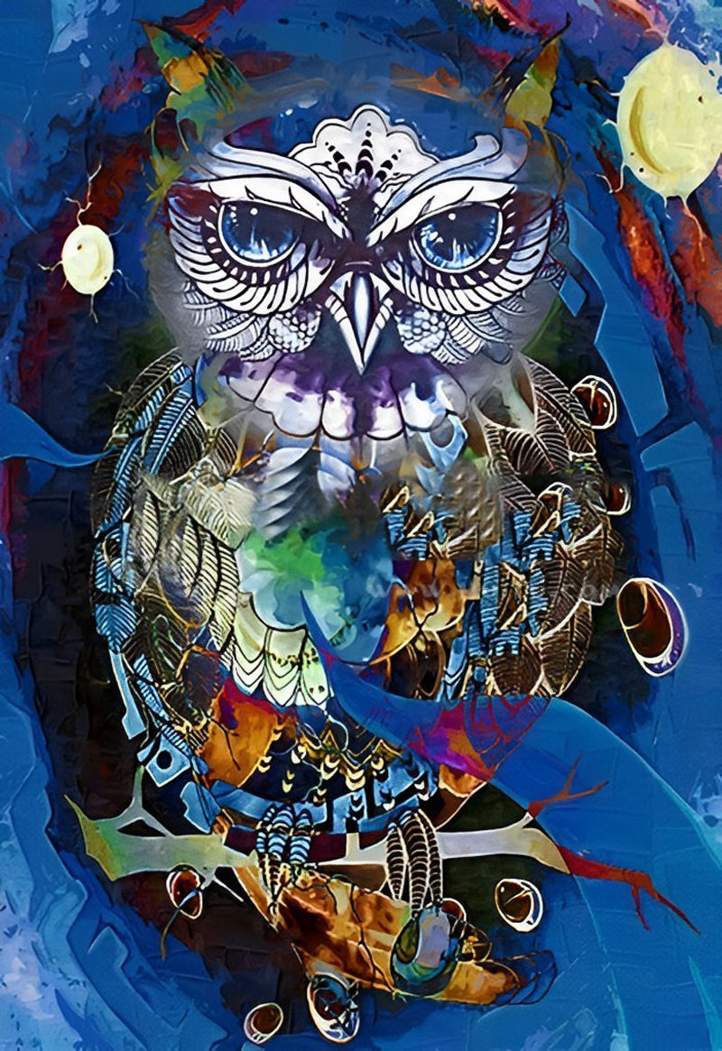 Kleurrijke en Ingewikkelde Uil Diamond Painting