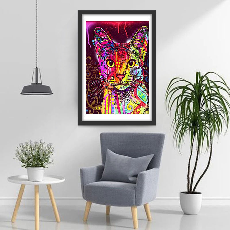 Kleurrijke en Mooie Kat Diamond Painting